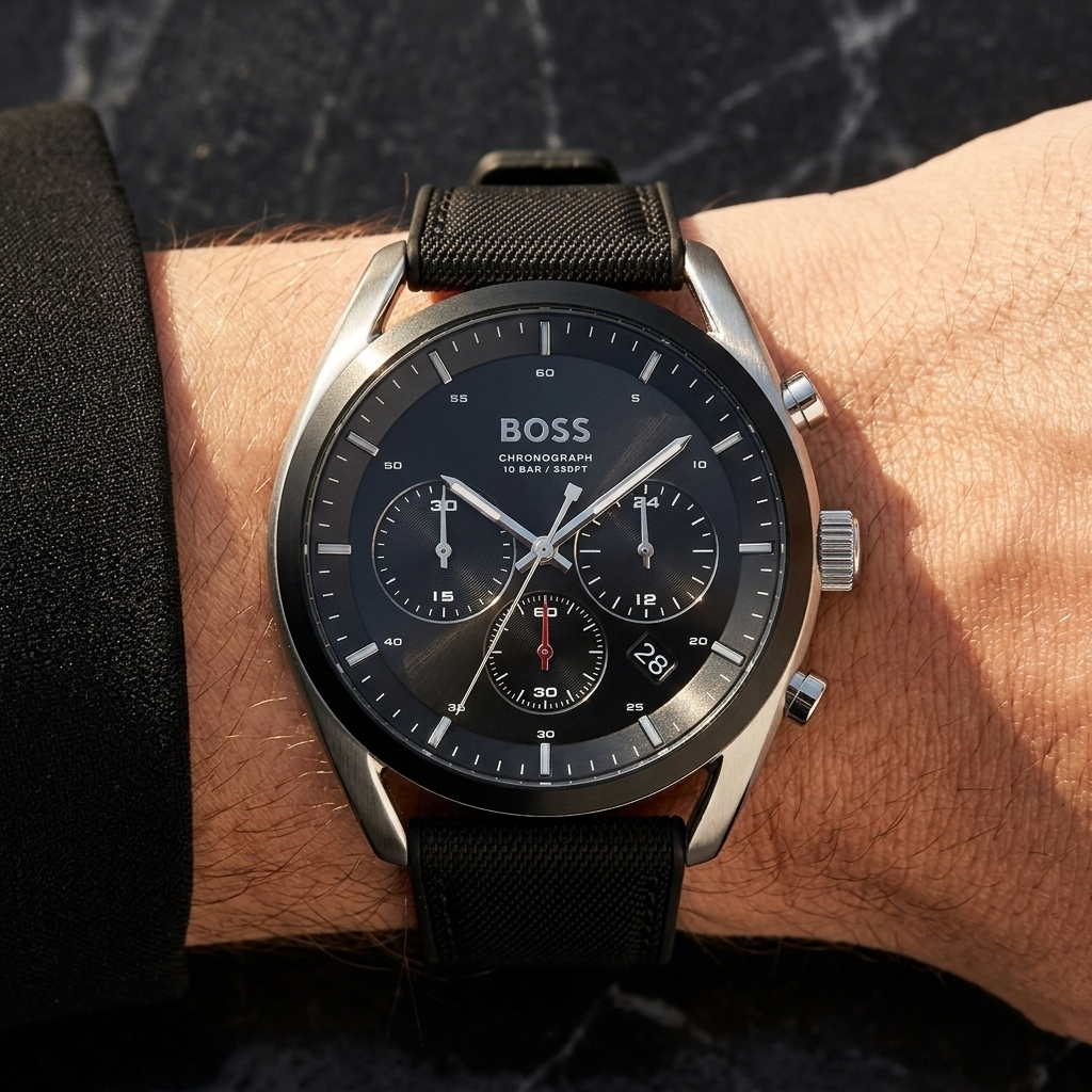 Hugo Boss Top 1514091 Black Ion-Plated Case Black Dial Black Hybrid Strap Men's Watch