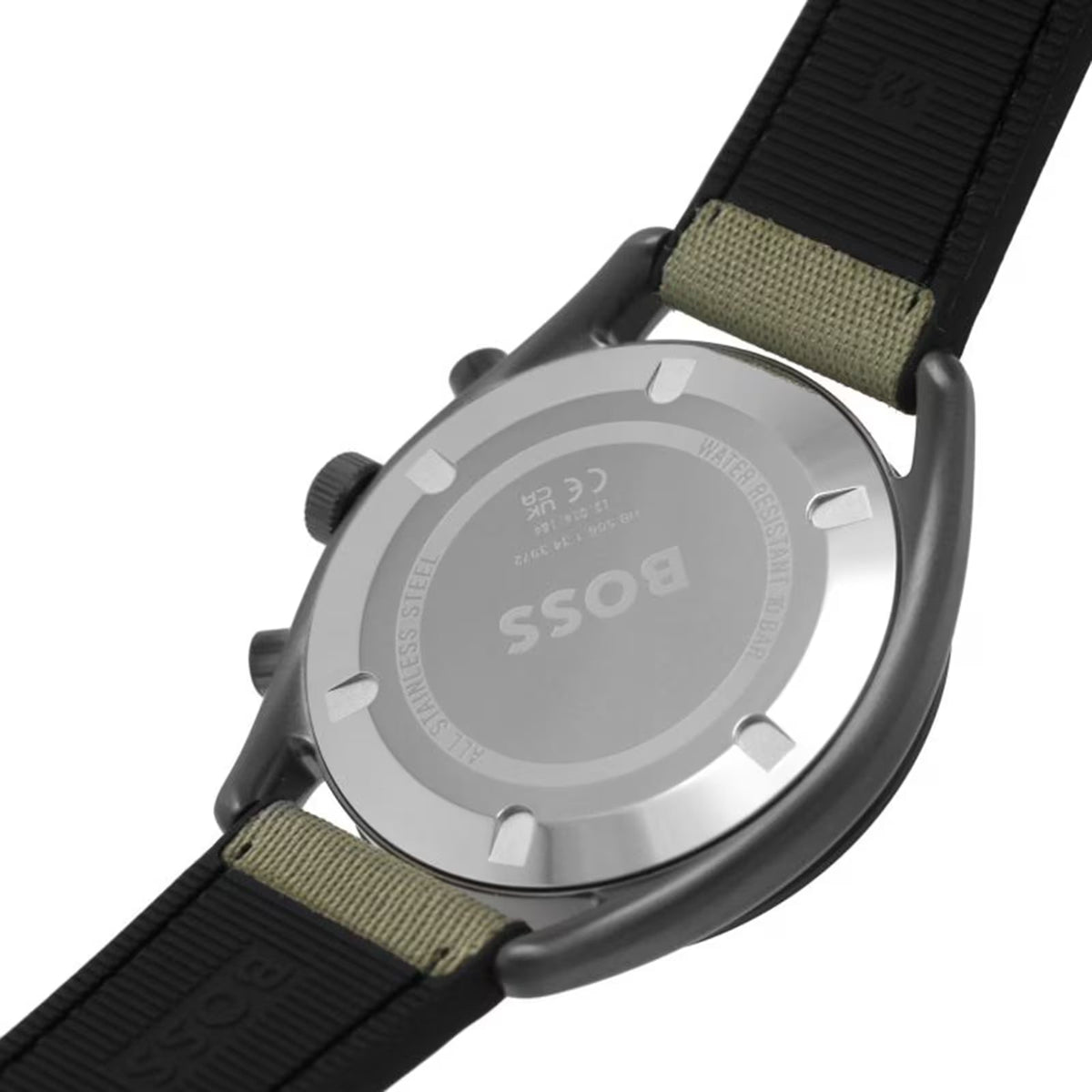 Hugo Boss Top 1514092 Grey Ion-Plated Case Olive Green Dial Olive Canvas Men's Watch