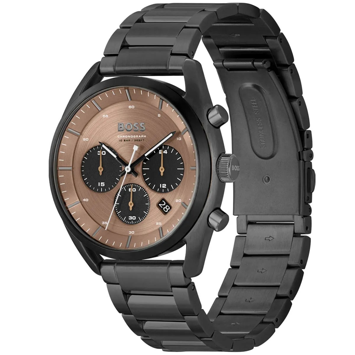 Hugo Boss Top 1514095 Black Ion-Plated Case Rose Gold Dial Black Metal Men's Watch