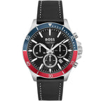 Hugo Boss Troper 1514099 Silver Case Black Dial Black Leather Men's Watch