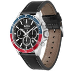Hugo Boss Troper 1514099 Silver Case Black Dial Black Leather Men's Watch