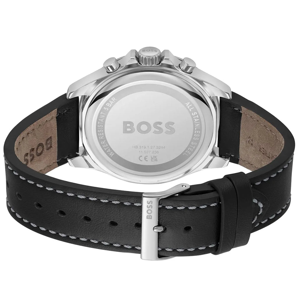 Hugo Boss Troper 1514099 Silver Case Black Dial Black Leather Men's Watch