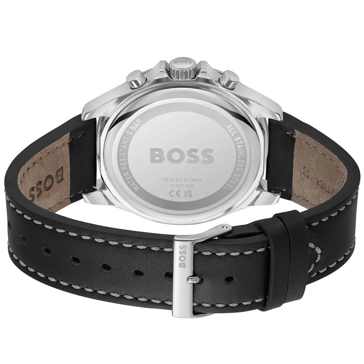 Hugo Boss Troper 1514099 Silver Case Black Dial Black Leather Men's Watch