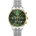 Hugo Boss Avery 1514159 Silver Gold Case Green Dial Silver Metal Men's Watch