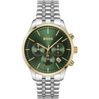 Hugo Boss Avery 1514159 Silver Gold Case Green Dial Silver Metal Men's Watch