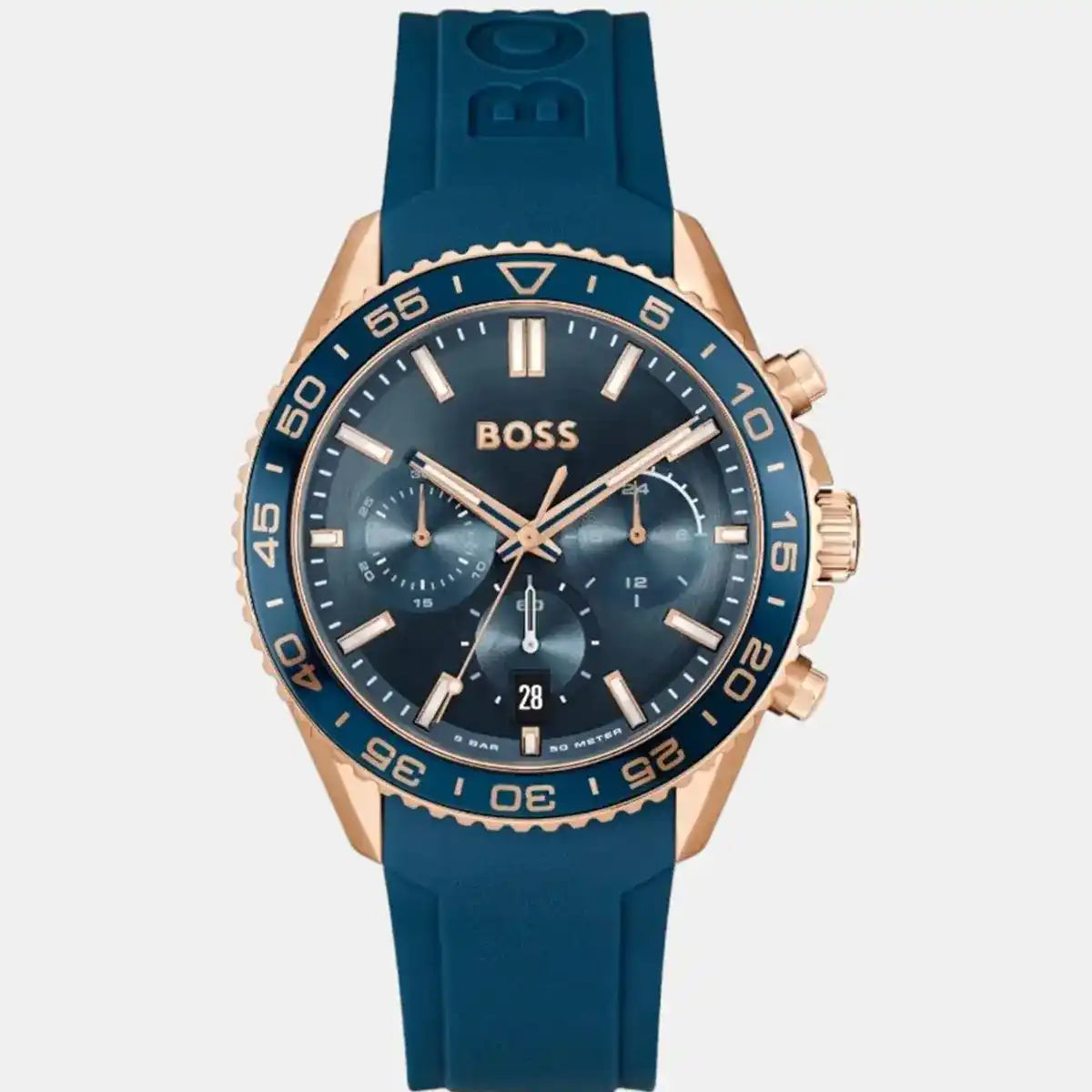 Hugo Boss Admiral 1514169 Chronograph Blue Dial Rose Gold-Tone Men's Watch