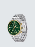 Hugo Boss Sky Traveller 1514195 Silver Gold Case Green Dial Silver Metal Men's Watch