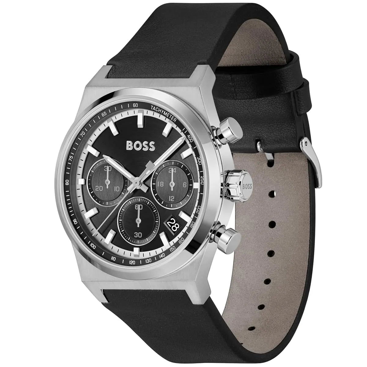 Hugo Boss Candor 1514218 Chronograph Black Dial Black Leather Men's Watch