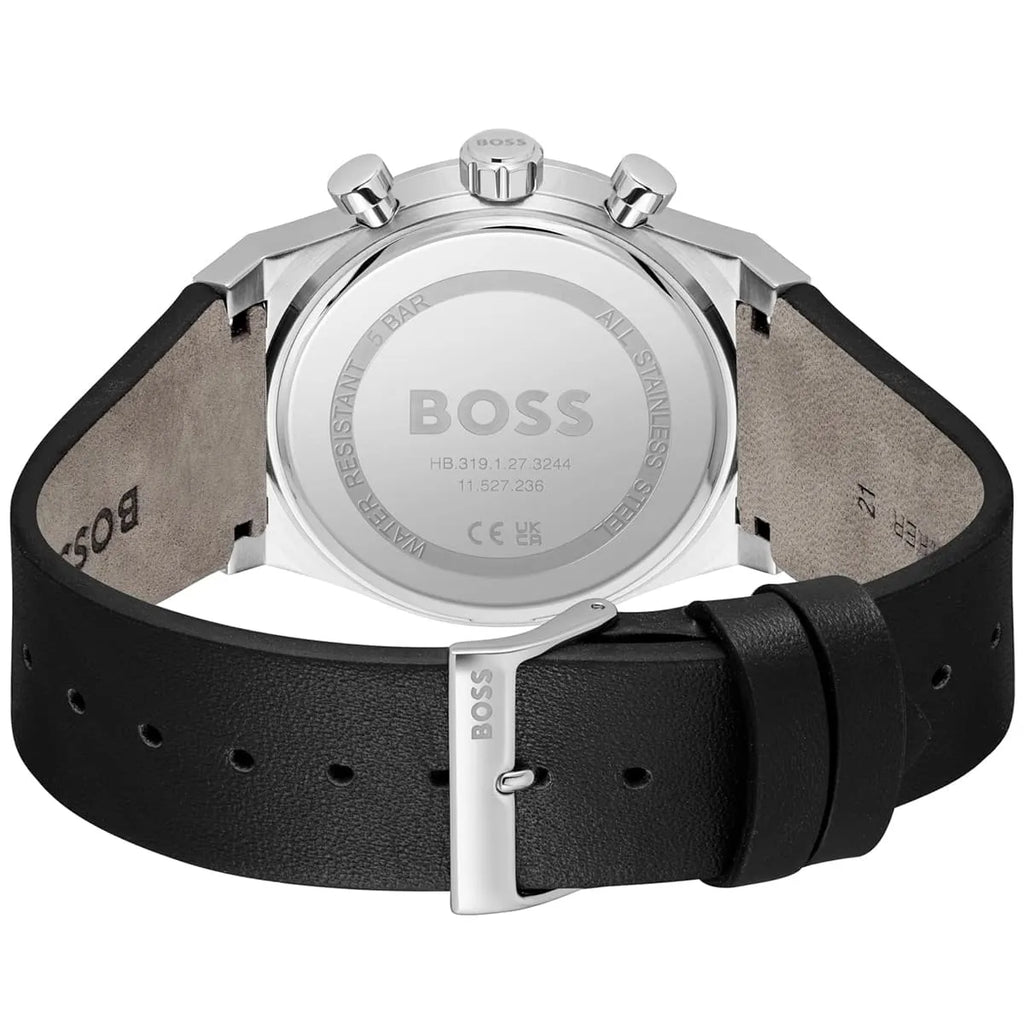 Hugo Boss Candor 1514218 Chronograph Black Dial Black Leather Men's Watch