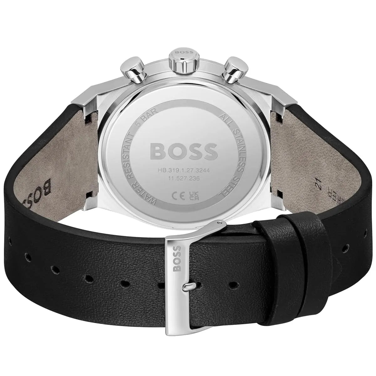 Hugo Boss Candor 1514218 Chronograph Black Dial Black Leather Men's Watch