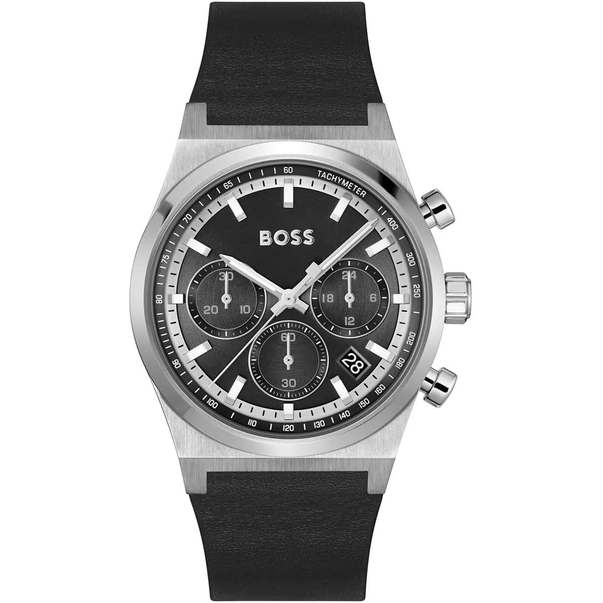 Hugo Boss Candor 1514218 Chronograph Black Dial Black Leather Men's Watch