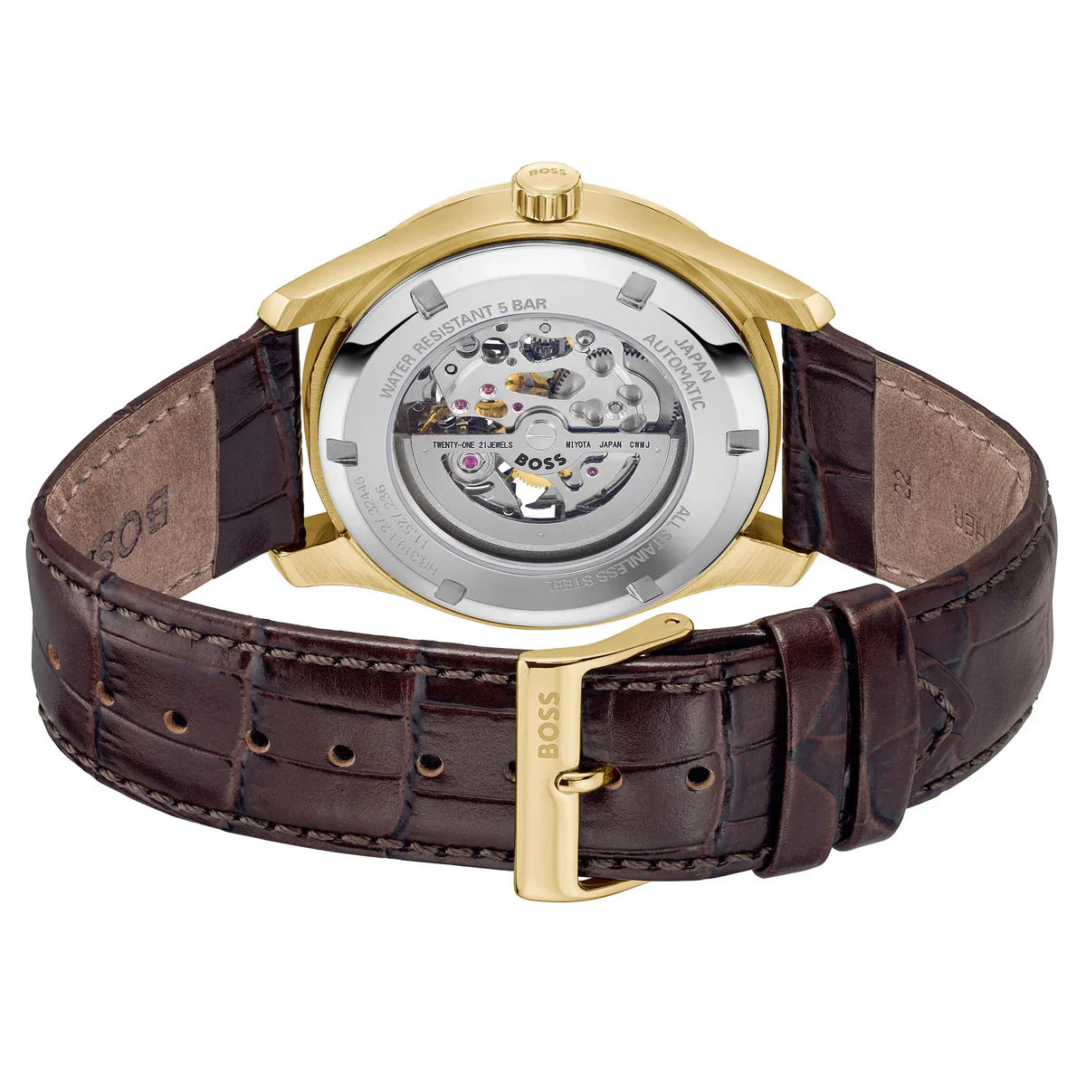 Hugo Boss Principe 1514235 Gold Case Dark Grey Skeleton Automatic Men's Watch