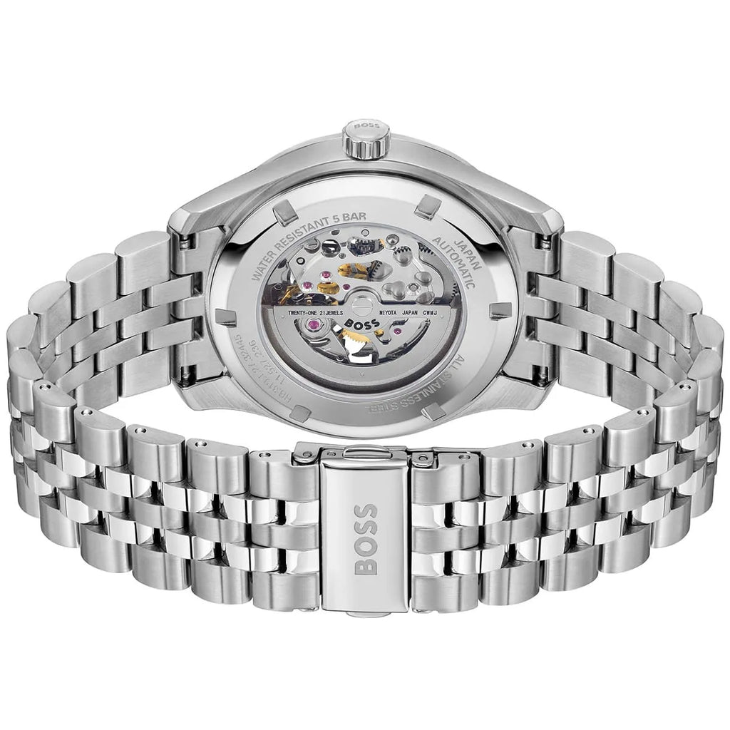 Hugo Boss Principle 1514236 Automatic Skeleton Green Dial Silver Stainless Steel Men's Watch