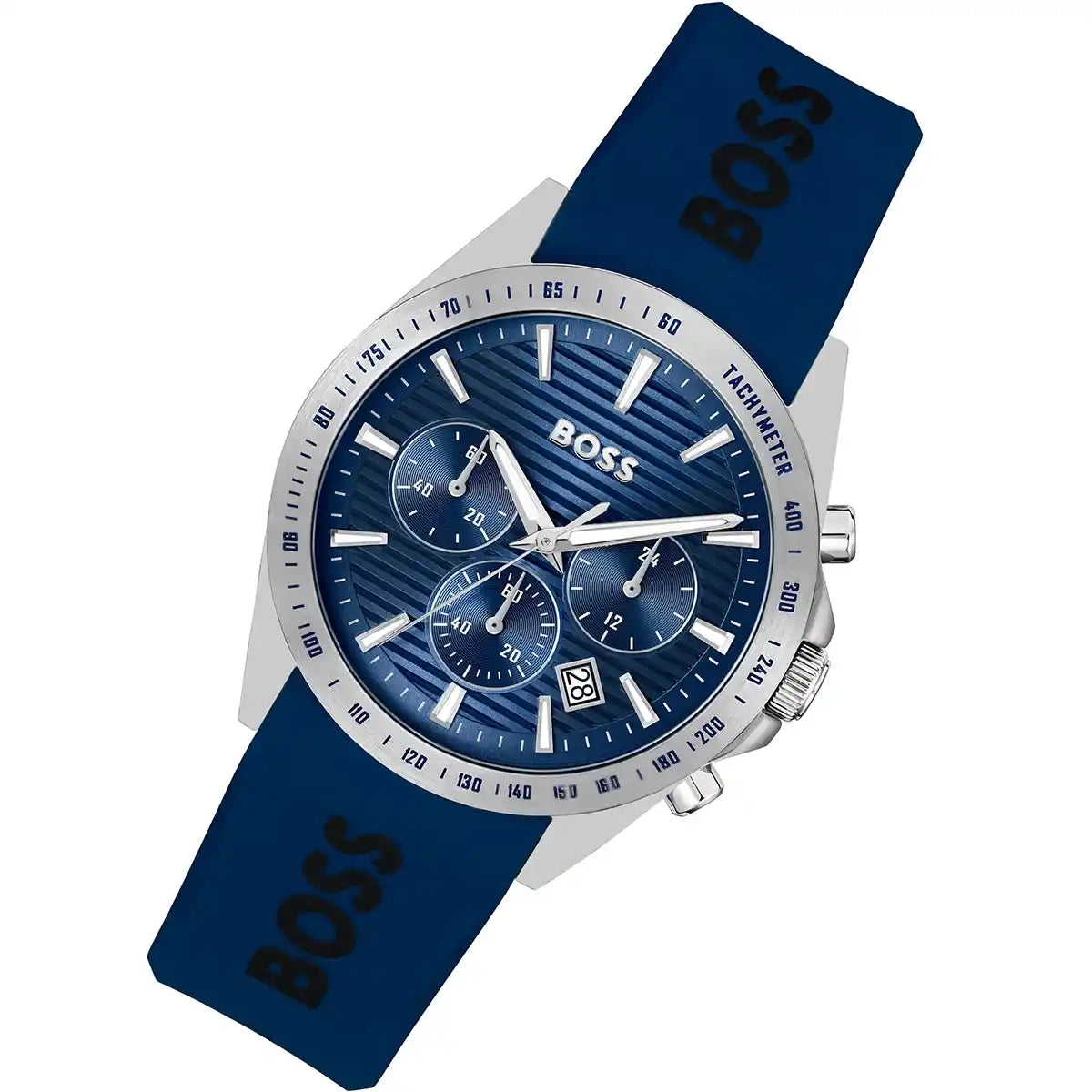 Hugo Boss Strike 1514239 Chronograph Blue Dial Navy Blue Rubber Men's Watch