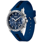 Hugo Boss Strike 1514239 Chronograph Blue Dial Navy Blue Rubber Men's Watch