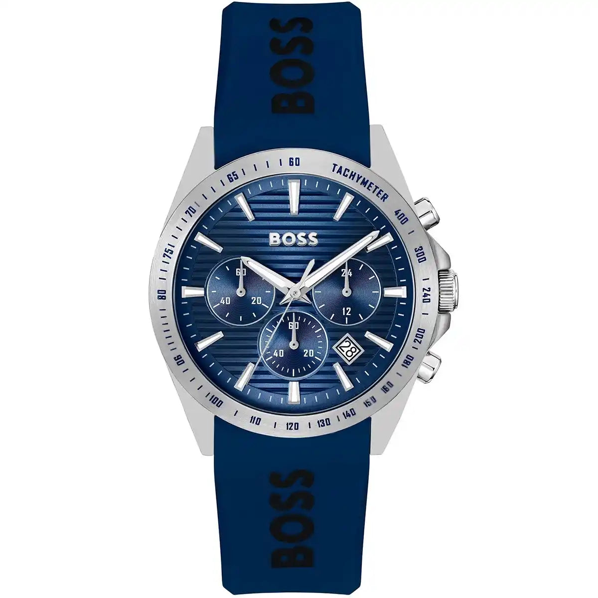 Hugo Boss Strike 1514239 Chronograph Blue Dial Navy Blue Rubber Men's Watch