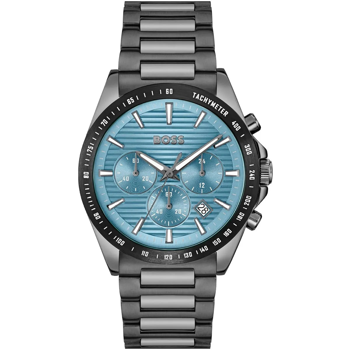 Hugo Boss Strike 1514242 Chronograph Light Blue Dial Gunmetal Stainless Steel Men's Watch