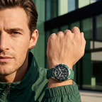 Hugo Boss Runner 1514246 Silver Case Black Dial Green Rubber Men's Watch