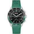 Hugo Boss Runner 1514246 Silver Case Black Dial Green Rubber Men's Watch