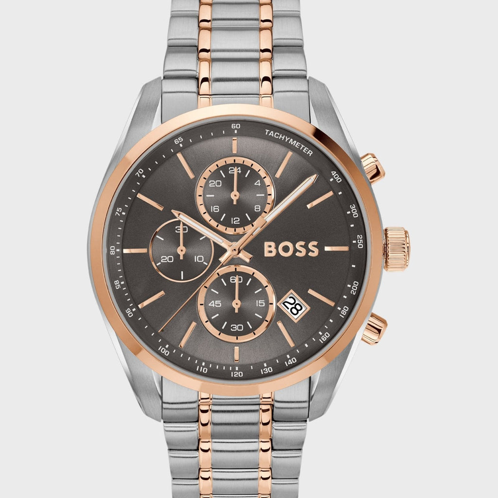 Hugo Boss Steer 1514252 Two-Tone Silver & Rose Gold Grey Dial Men's Watch