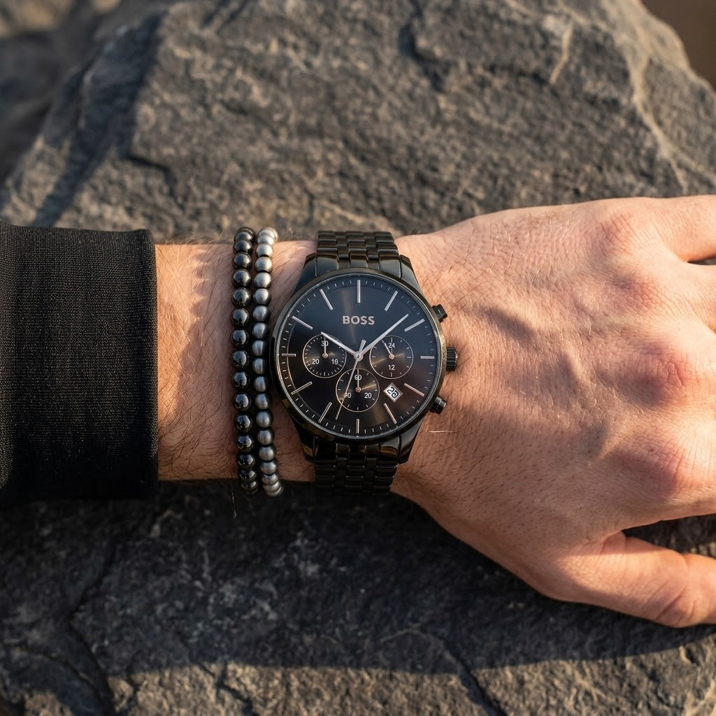 Hugo Boss Avery 1514256 Chronograph Black Dial All-Black Stainless Steel Men's Watch
