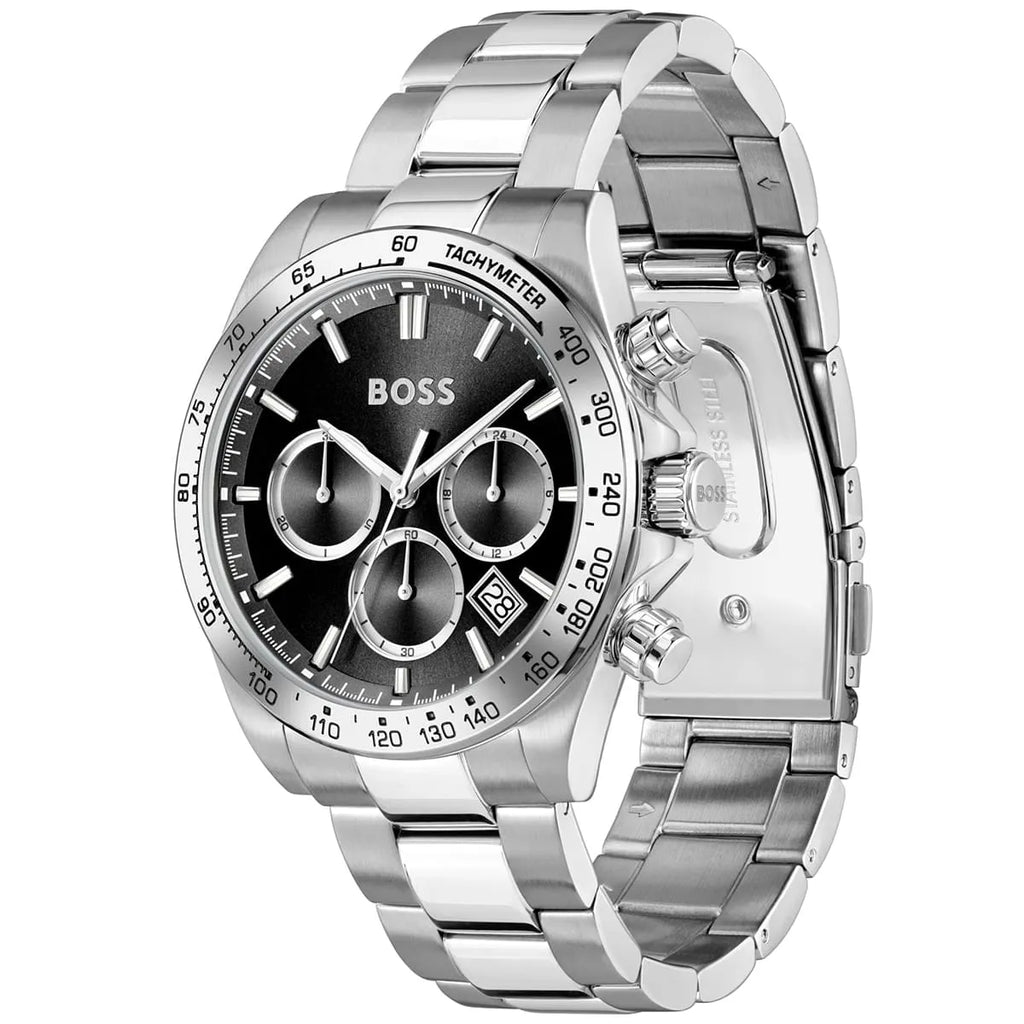 Hugo Boss Hero Chronograph 1514267 Silver Case Black Dial Men's Watch