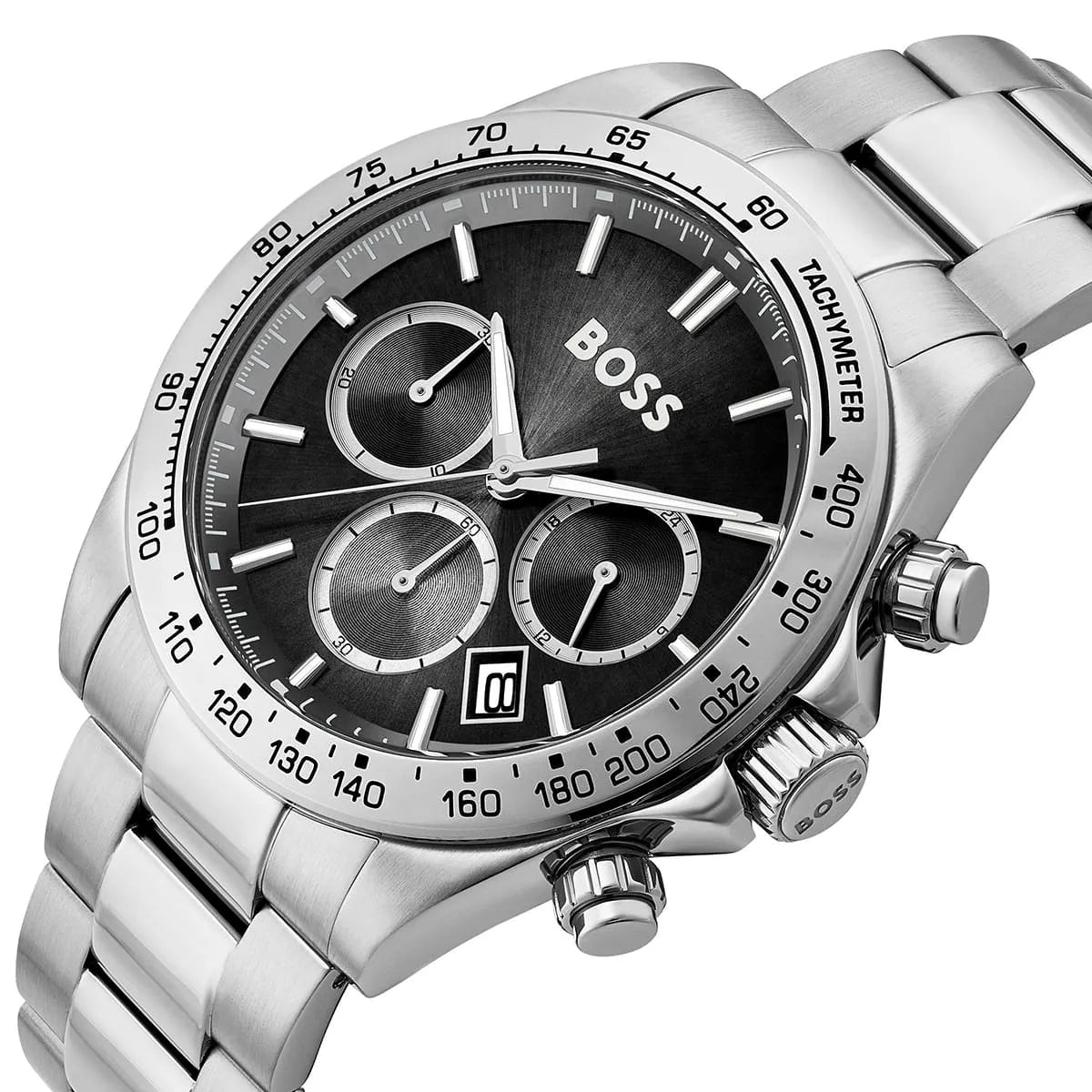 Hugo Boss Hero Chronograph 1514267 Silver Case Black Dial Men's Watch