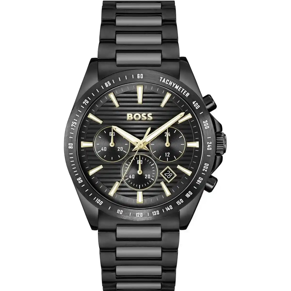 Hugo Boss Strike 1514291 Chronograph Black Dial All-Black Stainless Steel Men's Watch
