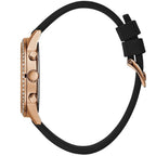 Guess Solar Multi-Function W1135L4 Rose Gold Case Crystal Bezel Black Dial Black Rubber Women's Watch
