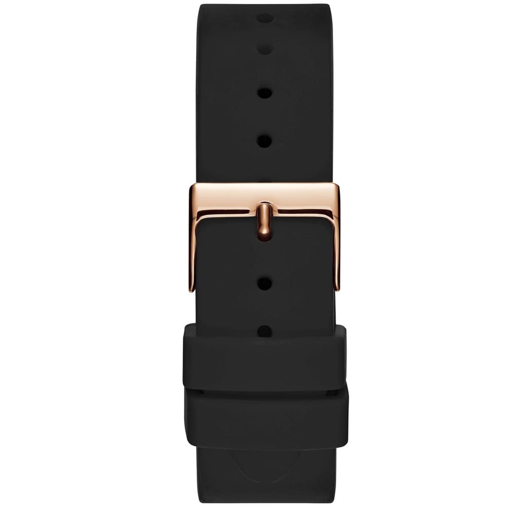 Guess Solar Multi-Function W1135L4 Rose Gold Case Crystal Bezel Black Dial Black Rubber Women's Watch