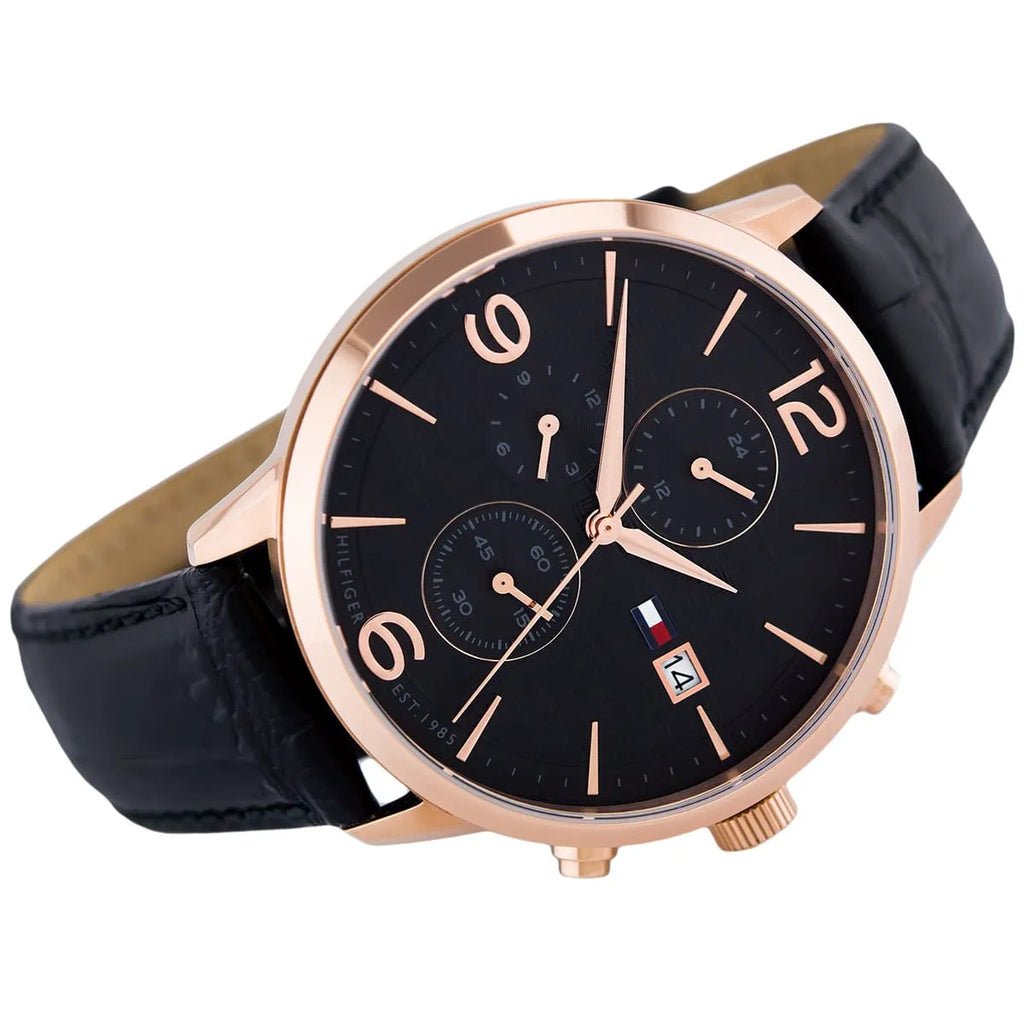Tommy Hilfiger Liam 1710358 Gold Case Black Dial Black Leather Men's Watch