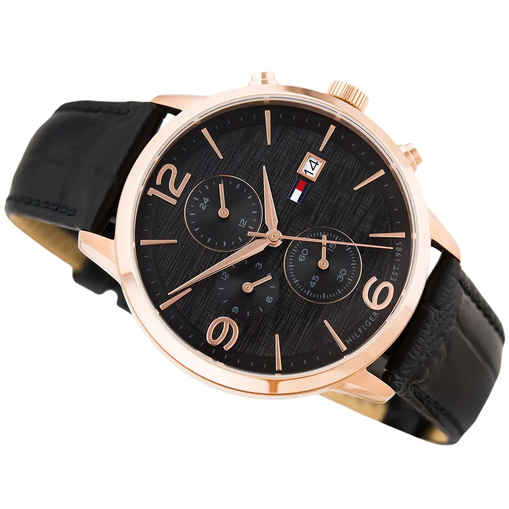 Tommy Hilfiger Liam 1710358 Gold Case Black Dial Black Leather Men's Watch