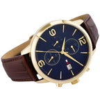 Tommy Hilfiger Liam 1710359 Gold Case Blue Dial Brown Leather Men's Watch
