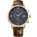Tommy Hilfiger Liam 1710359 Gold Case Blue Dial Brown Leather Men's Watch