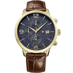 Tommy Hilfiger Liam 1710359 Gold Case Blue Dial Brown Leather Men's Watch