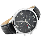 Tommy Hilfiger Liam 1710361 Silver Case Gray Dial Black Leather Men's Watch