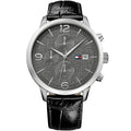 Tommy Hilfiger Liam 1710361 Silver Case Gray Dial Black Leather Men's Watch
