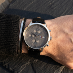 Tommy Hilfiger Liam 1710361 Silver Case Gray Dial Black Leather Men's Watch