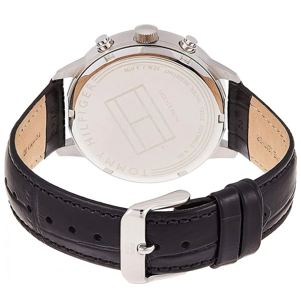 Tommy Hilfiger Liam 1710361 Silver Case Gray Dial Black Leather Men's Watch