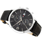 Tommy Hilfiger Liam 1710361 Silver Case Gray Dial Black Leather Men's Watch