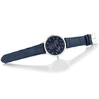 Tommy Hilfiger Brad 1710387 Silver Case Navy Blue Leather Strap Men's Watch