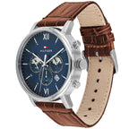 1710393 Tommy Hilfiger Evan Men's Chronograph Watch - Blue Dial - Brown Leather Strap -