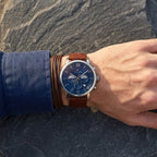 1710393 Tommy Hilfiger Evan Men's Chronograph Watch - Blue Dial - Brown Leather Strap -