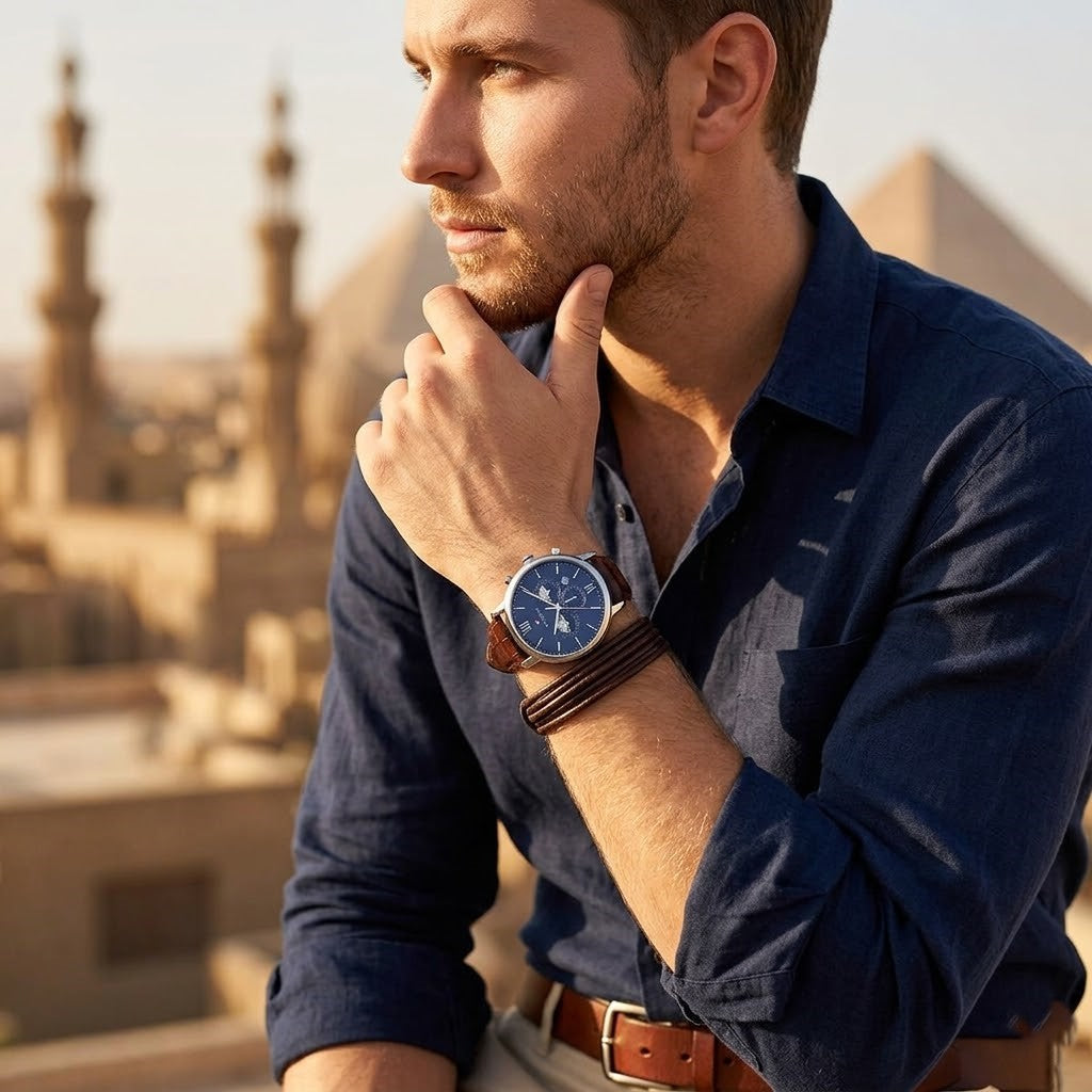 1710393 Tommy Hilfiger Evan Men's Chronograph Watch - Blue Dial - Brown Leather Strap -