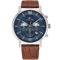 1710393 Tommy Hilfiger Evan Men's Chronograph Watch - Blue Dial - Brown Leather Strap -