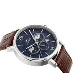 1710393 Tommy Hilfiger Evan Men's Chronograph Watch - Blue Dial - Brown Leather Strap -