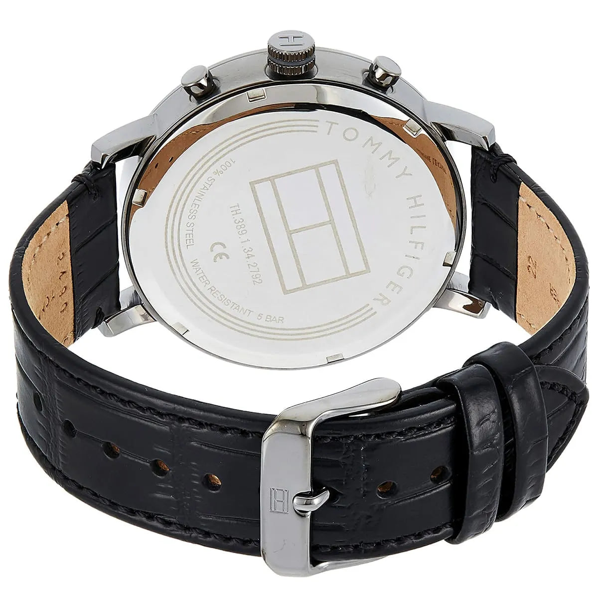 1710395 Tommy Hilfiger Evan Men's Chronograph Watch - Black Dial - Black Leather Strap -