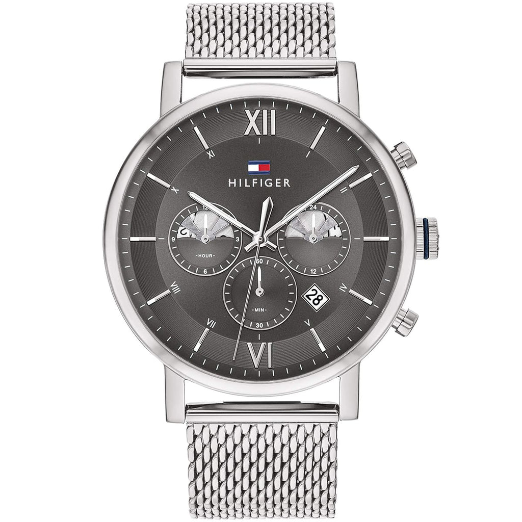 Tommy Hilfiger Evan 1710396 Silver Mesh Gunmetal Gray Dial Men's Watch
