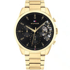 Tommy Hilfiger Damon 1710447 Multi-Function Black Dial Men's Gold-Tone Watch
