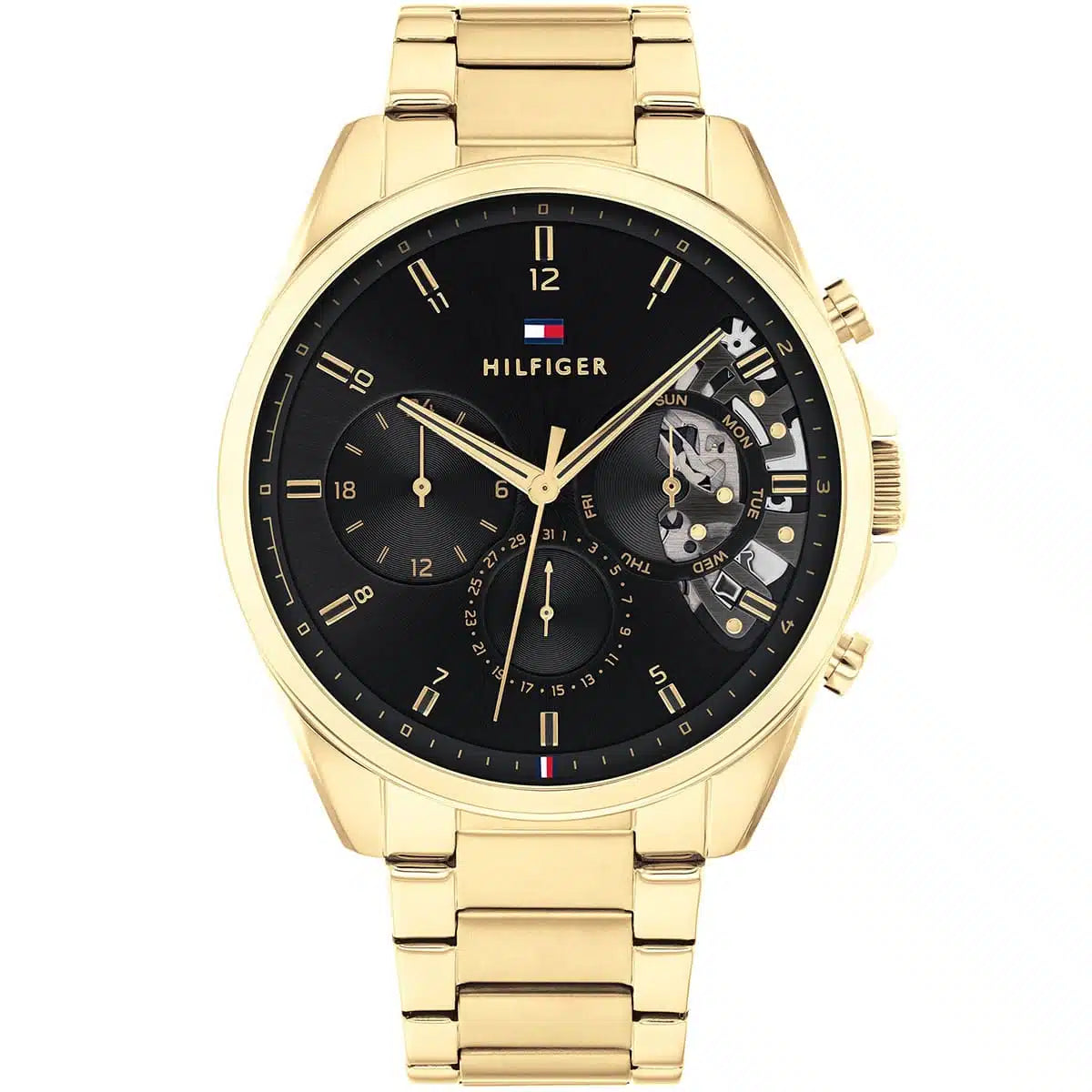 Tommy Hilfiger Damon 1710447 Multi-Function Black Dial Men's Gold-Tone Watch